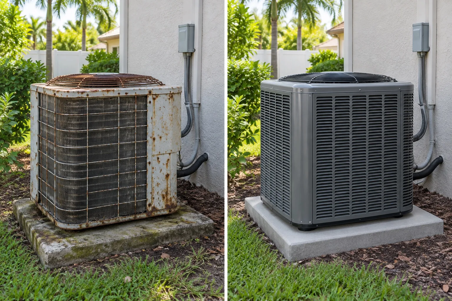 Before and after HVAC system replacement