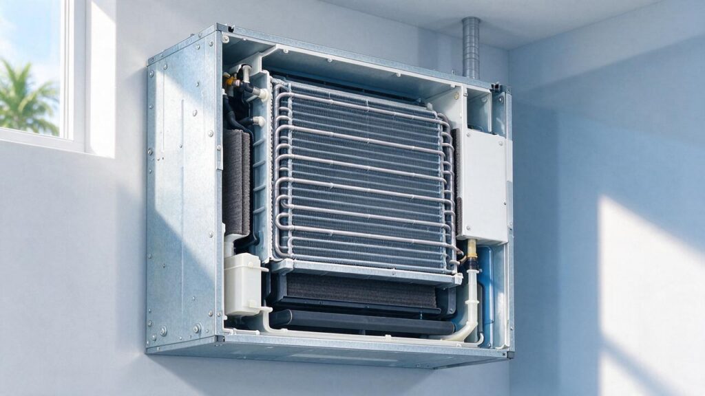 Illustration of HVAC equipment related to air handler leaking water.