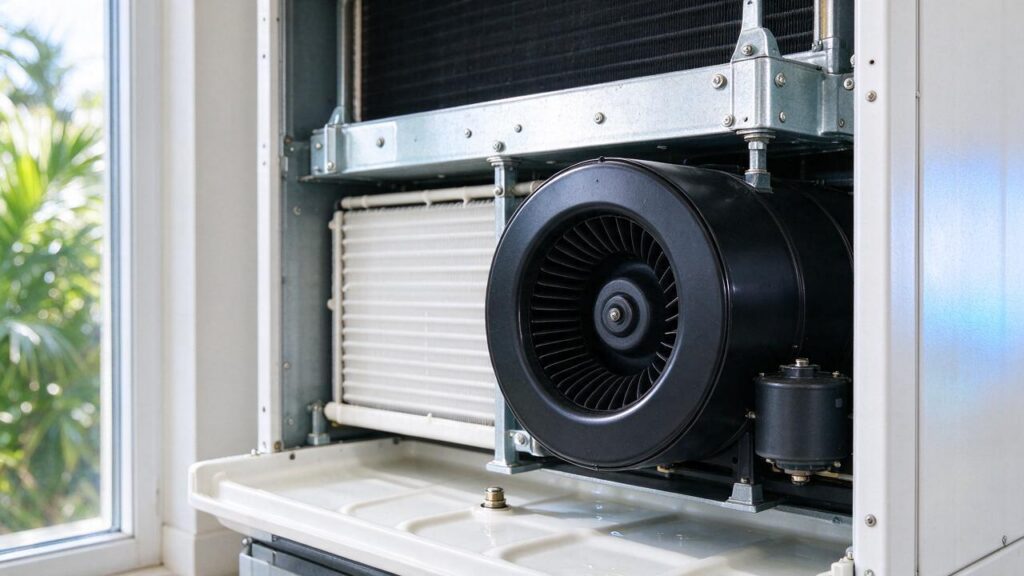 Illustration of HVAC equipment related to air conditioner vibration.