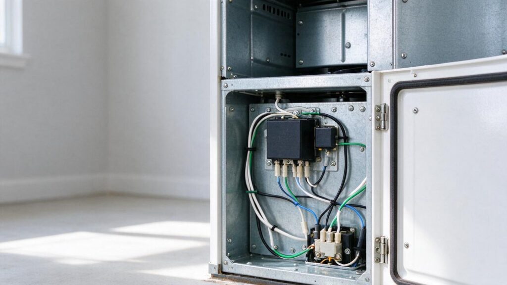 Illustration of HVAC equipment related to ac emergency safety pets.
