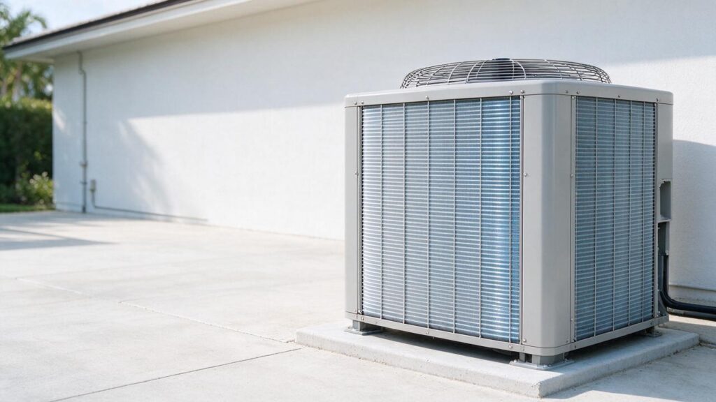 Illustration of HVAC equipment related to air handler in closet.