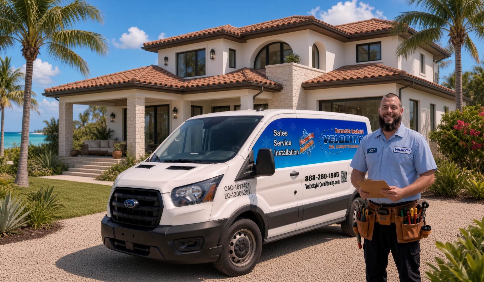 Velocity Air Conditioning technician servicing HVAC equipment in Lakewood Ranch