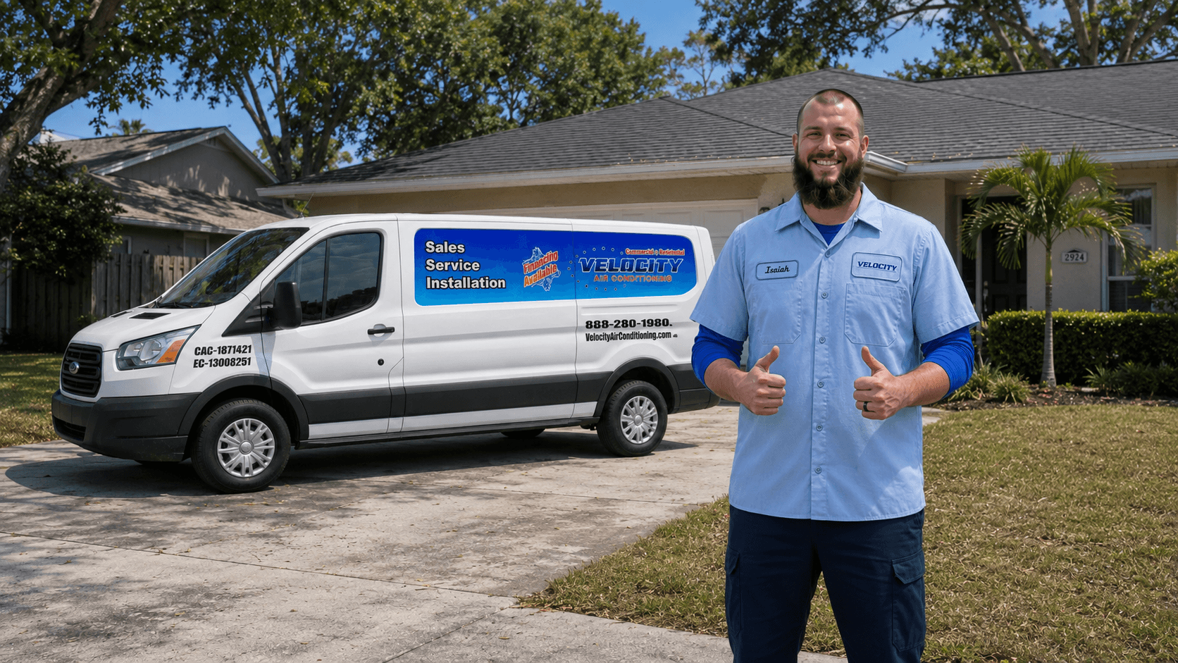 Velocity Air Conditioning technician servicing HVAC equipment in Largo