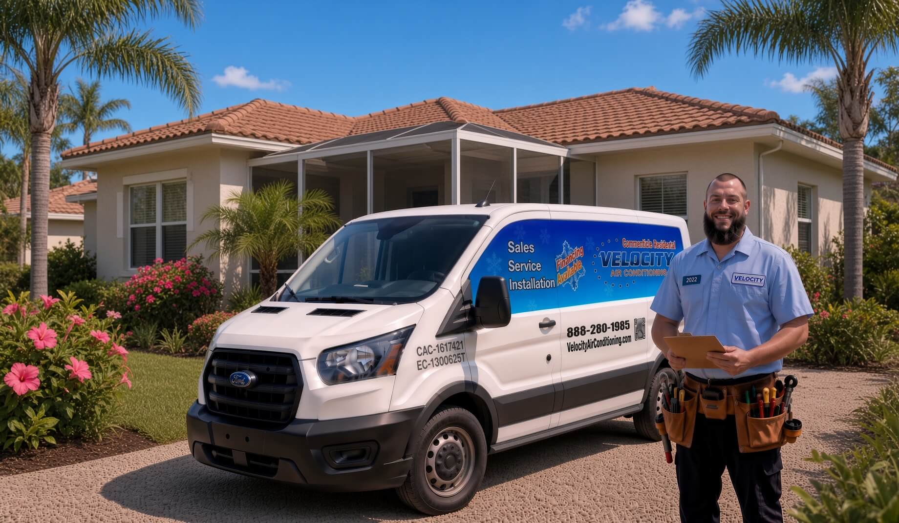 Velocity Air Conditioning technician servicing HVAC equipment in Arcadia