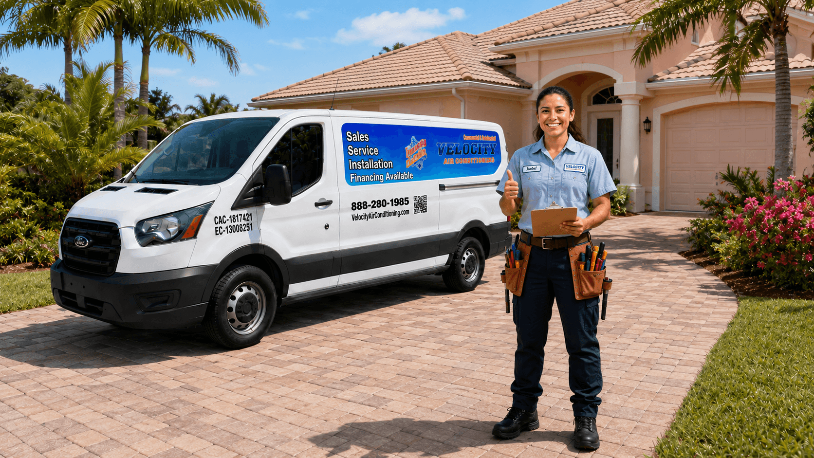Velocity Air Conditioning technician servicing HVAC equipment in Port Charlotte